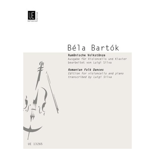 Bartok Romanian Folk Dances for Cello and Piano, Arranged by Silva Luigi, Published by Universal Edition, 1 Page