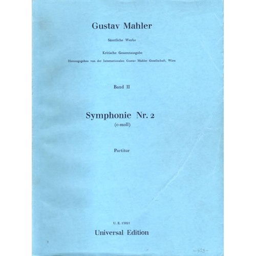 Mahler Symphony No. 2 in C Major Full Score by Universal Edition, 1 Page