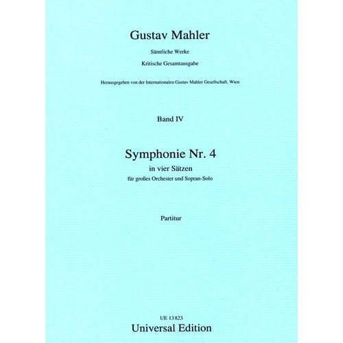 Mahler Symphony No 4 Full Score by Universal Edition