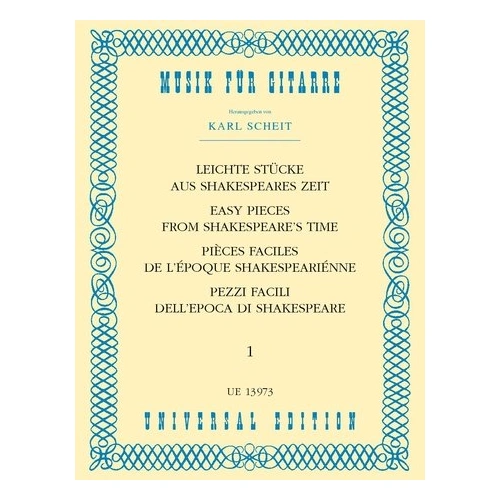 Easy Pieces from Shakespeare's Time for Guitar, Arranged by Karl Scheit, Universal Edition, 1 Page