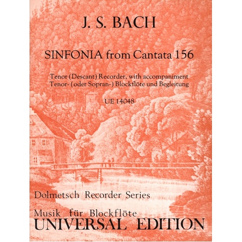 Bach Sinfonia Cantata 156 for Tenor/Descant Recorder and Piano