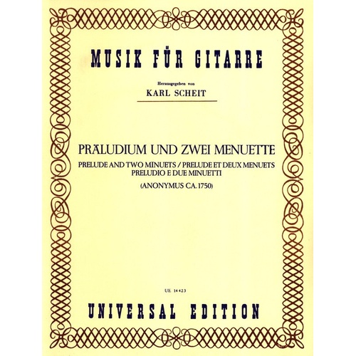Prelude and Two Minuets for Guitar by Universal Edition