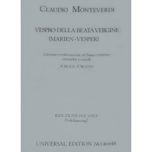 Monteverdi - Vespro della Beata Vergine SSATTB/Piano Choral Score
