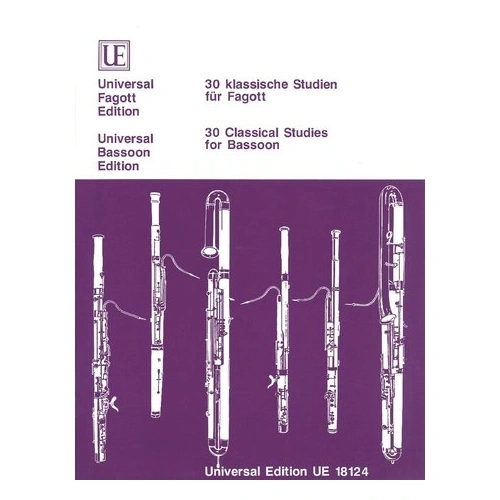 30 Classical Studies for Bassoon by Universal Edition