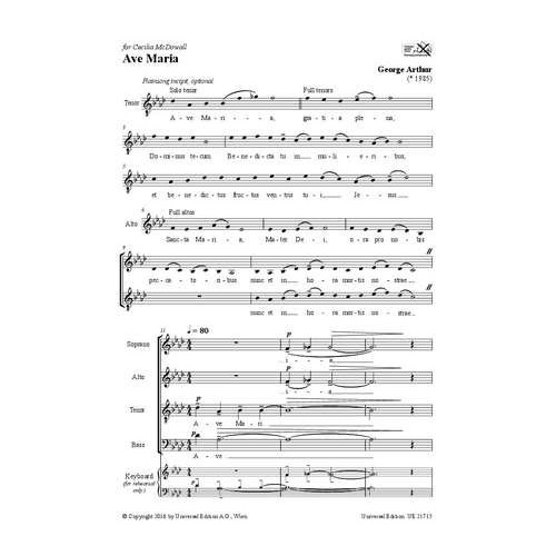 Ave Maria SATB A Cappella by George Arthur, Universal Edition, 16 Pages