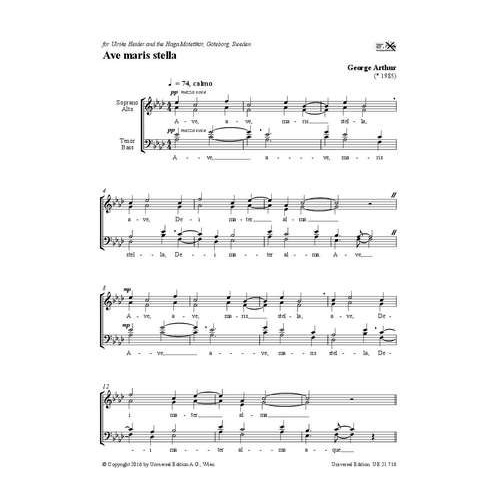 Ave Maris Stella A Cappella by George Arthur, 4 Pages, Choral, Universal Edition
