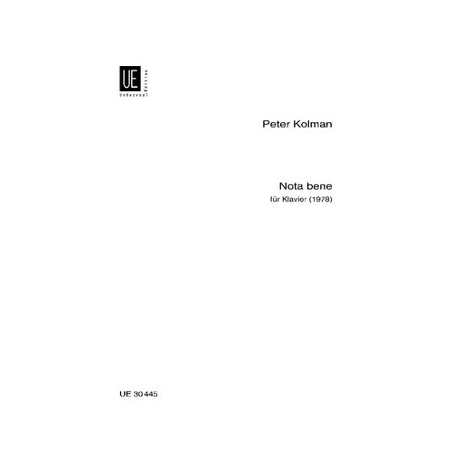 KOLMAN Nota Bene for Piano by Peter Kolman, Universal Edition, 1 Page