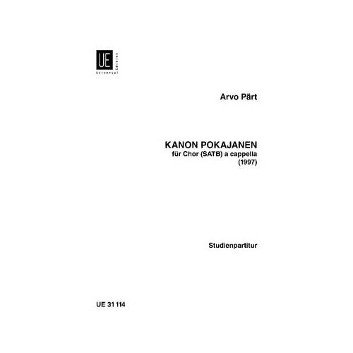 Kanon Pokajanen for SATB A Cappella by Arvo Part - Choral Score
