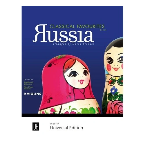Classical Favourites from Russia for 2 Violins by David Brooker - Violin Duet, 35 Pages, Universal Edition