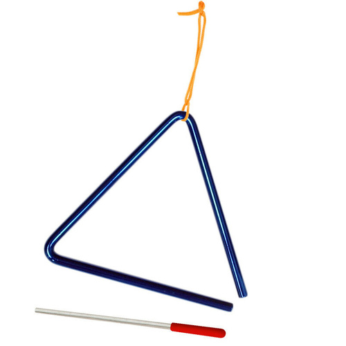 POWERBEAT Triangle 6 Inch Blue  With Beater & Tie, Educational, Fun