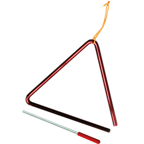 POWERBEAT Triangle 6 Inch Red  With Beater & Tie, Educational, Fun