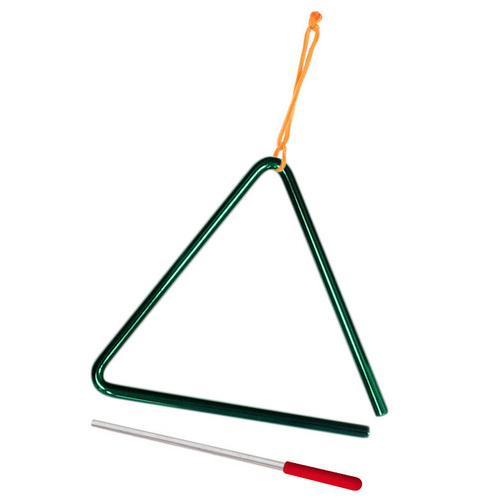 POWERBEAT Triangle 8 Inch Green  With Beater & Tie, Educational, Fun