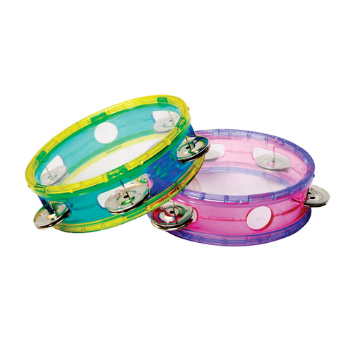 Tambourine Transparent Blue Yellow 6 Inch Kids Percussion Instrument