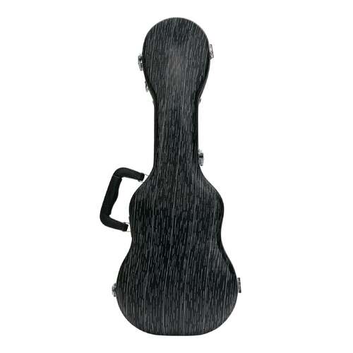Tiki Deluxe Concert Ukulele Flight Case - Grey/Black, Impact Resistant ABS, Soft Lining, Accessories Compartment, Key Lockable Latch, Padded Strap