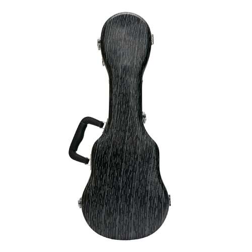 Tiki Deluxe Shaped Soprano Ukulele Flight Case - Grey/Black, Impact Resistant ABS, Soft Interior, Accessories Compartment, Key Lockable Latches