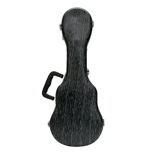 Tiki Deluxe Shaped Soprano Ukulele Flight Case - Grey/Black, Lightweight, Impact Resistant ABS, Soft Interior, Accessories Compartment, Key Lockable L