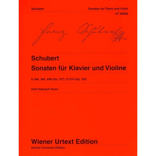 Schubert - Sonatas for Violin & Piano, Arranged by Hans Kann, Wiener Urtext Edition, 154 Pages, ABRSM Grade 7
