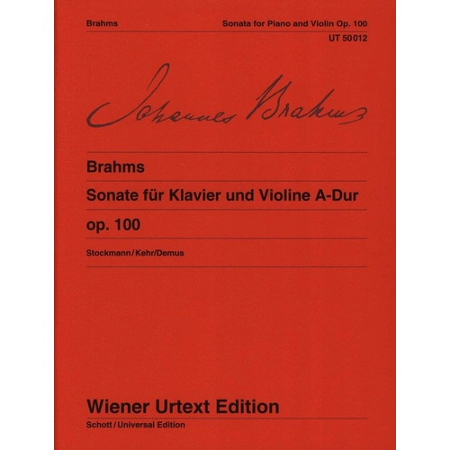 Brahms Sonata A Major Op. 100 for Violin and Piano, Arranged by Joerg Demus, Wiener Urtext Edition, 48 Pages