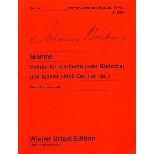 Brahms Sonata in F Minor Op. 120 No. 1 for Clarinet or Viola and Piano, Wiener Urtext Edition, 64 Pages