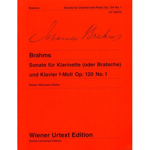 Brahms - Sonata in F Minor Op. 120 No. 1 for Clarinet or Viola and Piano, Wiener Urtext Edition, 64 Pages