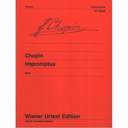 Chopin Impromptus Urtext Edition - Piano Score by Jan Ekier, 80 Pages