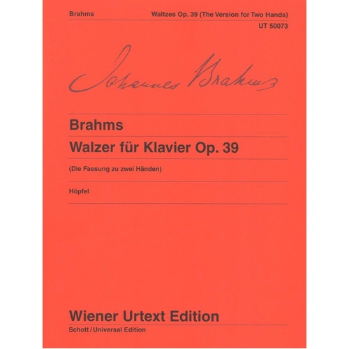 Brahms - Waltzes Op. 39 Urtext Edition for Piano, Arranged by Hans Hoepfel, 28 Pages