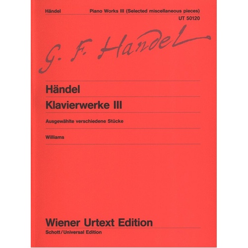 Handel Piano Works Book 3 Selected Miscellaneous Suites by Peter Williams