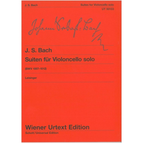 Bach - Six Cello Suites BWV 1007-1012 Urtext Edition for Cello Solo, 93 Pages