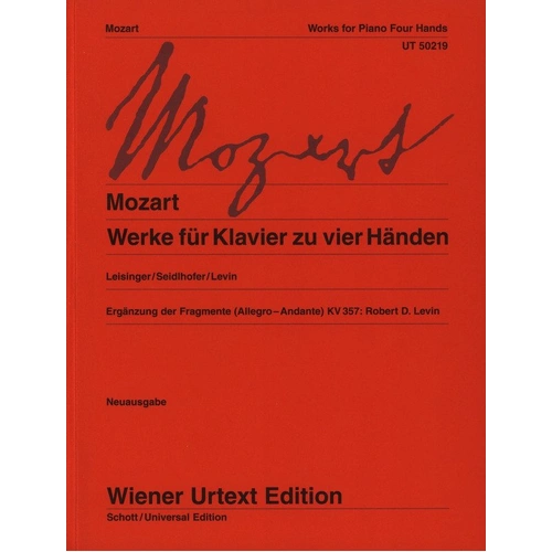 Mozart Piano Works for Piano Duet Urtext Edition, 286 Pages, Arranged by Bruno Seidlhofer, Wiener Urtext Edition