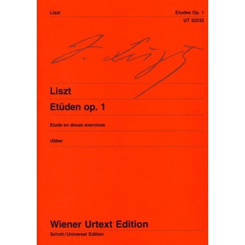 Liszt - 12 Etudes Op 1 Piano (Softcover Book)