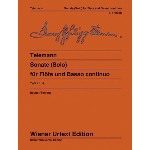 Telemann - Sonata Twv 41:H4 Flute/Piano (Bc) (Softcover Book)