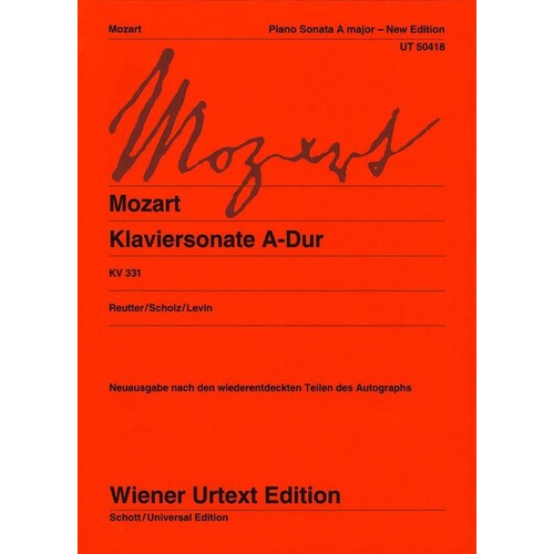 Mozart - Piano Sonata A Major K 331 Urtext (Softcover Book)