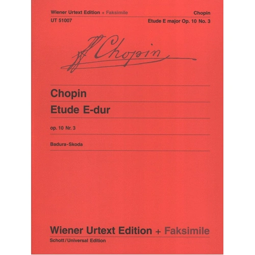 Chopin Etude in E Major Op. 10 No. 3 Urtext with Facsimile - Piano Solo, 16 Pages, Publisher: Wiener Urtext Edition