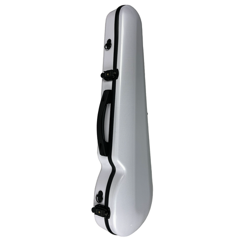 VIVO Shaped Case White for 4/4 Violin / 14" Viola with Backpack Straps and Built-in Hygrometer
