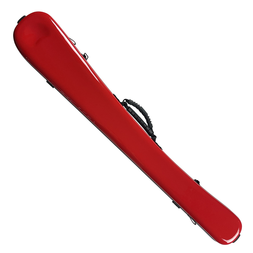Vivo German/French Bass Bow Case for 2 Bows - Polycarbonate with Rosin Bag - Cherry Red