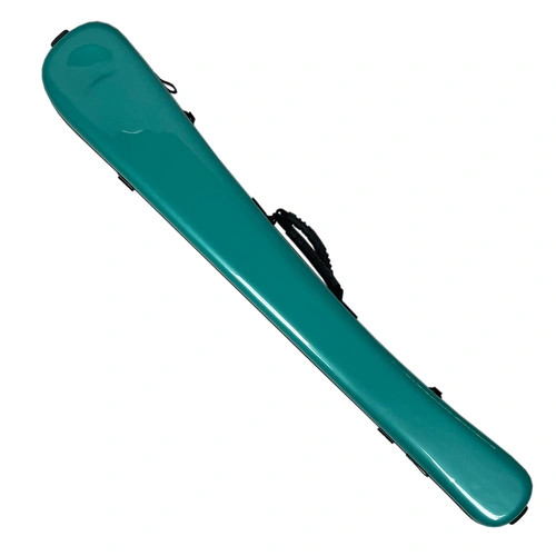 Vivo Bass Bow Case for German/French Bows - Holds 2 Bows - Polycarbonate with Rosin Bag - Teal Green