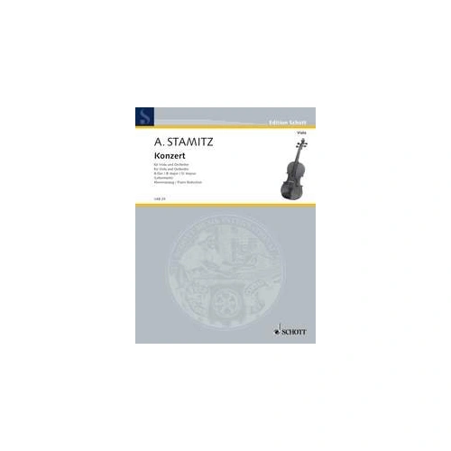 Stamitz Concerto in B Flat Major for Viola and Piano, 44 Pages, Published by Schott Music