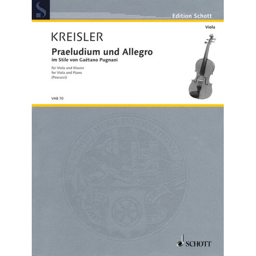 Praeludium And Allegro Style Of Pugnani Vla/Piano 
