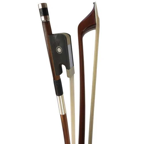 Vivo Student Double Bass French Bow 1/2 Octagonal Wood Stick Ebony Frog Silver Plated Winding Genuine Horsehair [VBBO-FS24]