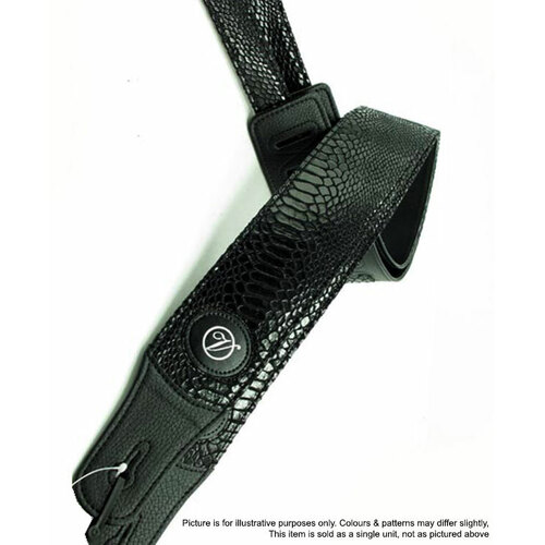 Vorson Black Skin Patterned Guitar Strap with Leather Ends