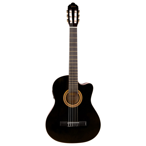 Valencia Series 100 Classical Guitar - Cutaway Electric Acoustic (Black)