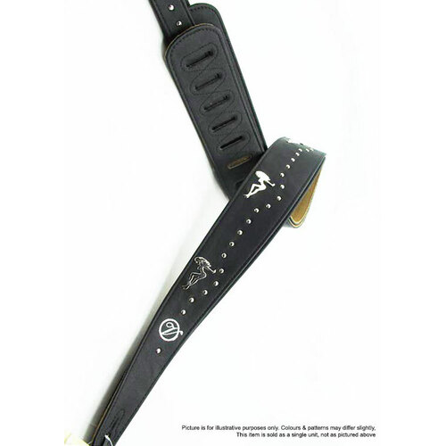 Vorson Black Leather Guitar Strap with Metal Ladies
