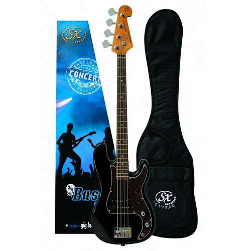 Essex Model Bass Guitar 3/4 Size Black Alder Body Rosewood Fingerboard