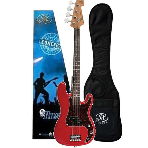 SX Bass Guitar Short Scale 3/4 Size 30inch Fiesta Red - VEP34FR