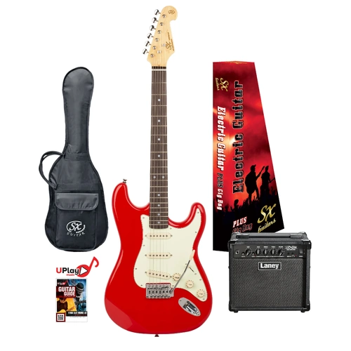 Essex SX Guitar & LX15 Amp Pack in Fiesta Red