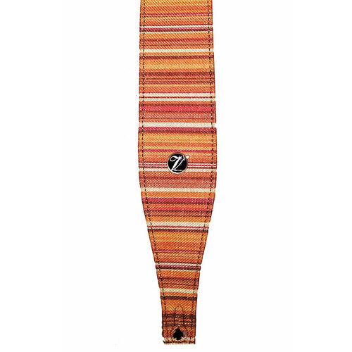 Vorson Linen Fabric Guitar Strap in Desert Horizontal Line Pattern