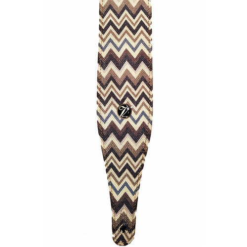 Vorson Linen Fabric Guitar Strap in Grey/Brown Zig Zag Pattern