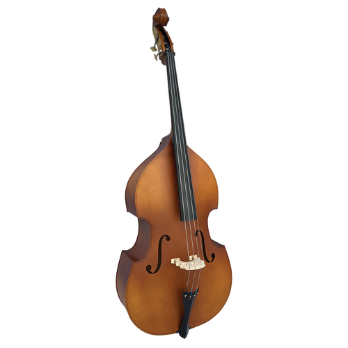 Vivo Neo 1/8 Double Bass with Bag, Antique Satin Finish, Laminated Spruce Top, Maple Back & Ribs, Upgraded Ebony Fingerboard, French Bow