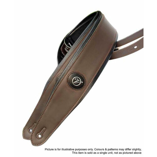 Vorson Dark Brown & Black Leather Padded Guitar Strap