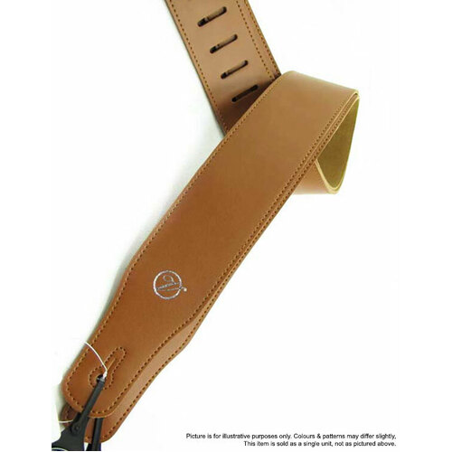 Vorson Plain Colour Light Brown Leather Guitar Strap